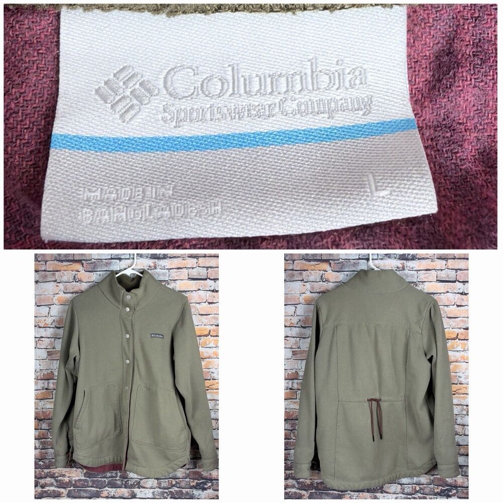 Columbia Women's Hart Mountain Greeen Shirt Jacket Large Gorpcoree